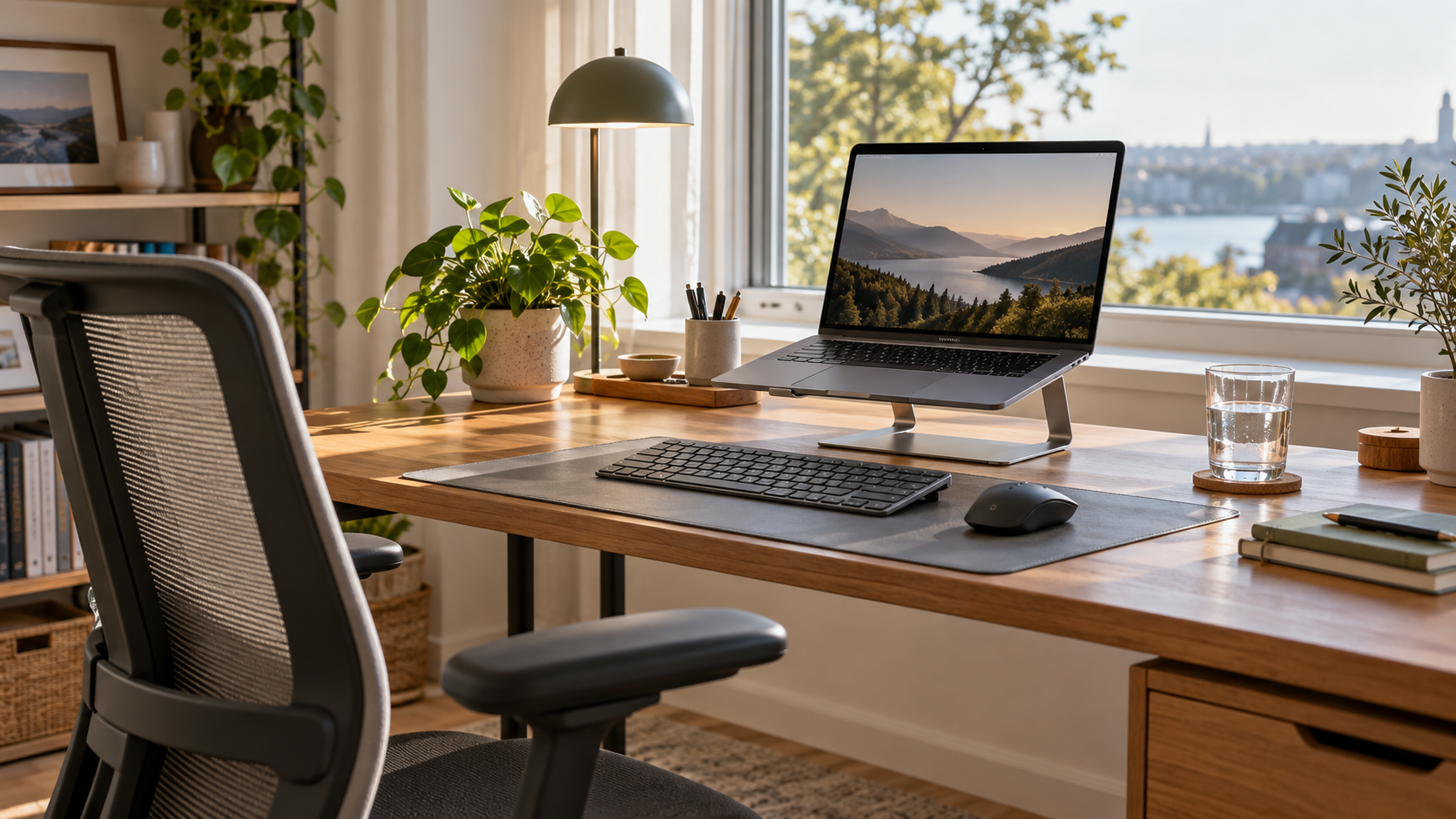 Calm Scandinavian Home Office by the Window