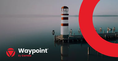 A lighthouse in the distance, with Waypoints branding being used
