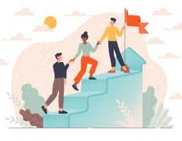 People helping one another to get further up a progression ladder